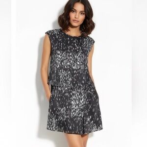 Theory Rikina Flame Silk Chiffon  Sleeveless Drape Shift Dress Womens Sz 8